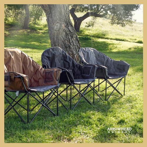 ARROWHEAD OUTDOOR OVERSIZED HEAVY-DUTY CLUB FOLDING CAMPING CHAIR Charcoal Black Like New