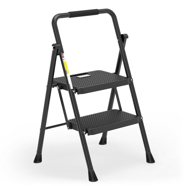 HBTower 2 Step Ladder, Folding Step Stool Wide Anti-Slip Pedal KQ0002-BL Black Like New