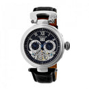 Heritor Automatic Ganzi Semi-Skeleton Mens Leather - Black Dial Silver Case - Like New