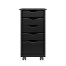 ADEPTUS ORIGINAL ROLL CART, SOLID WOOD 4+1 DRAWER NARROW ROLL CART BLACK - BLACK - Like New