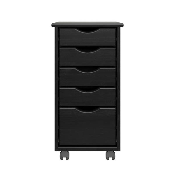 ADEPTUS ORIGINAL ROLL CART, SOLID WOOD 4+1 DRAWER NARROW ROLL CART BLACK - BLACK - Like New