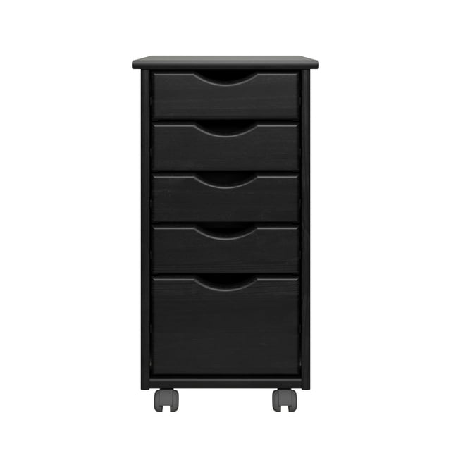 ADEPTUS ORIGINAL ROLL CART, SOLID WOOD 4+1 DRAWER NARROW ROLL CART BLACK - BLACK - Like New