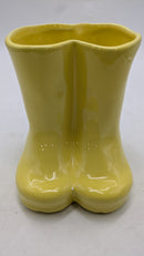 RAE DUNN BY MAGENTA IN THE GARDEN Rain Boots Planter - 6"L x 6"W x 7"H, Yellow - Brand New