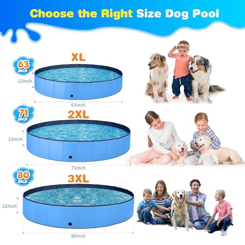 JECOO DOG POOL LARGE DOGS KIDDIE HARD PLASTIC FOLDABLE BATHING TUB - BLUE - Like New