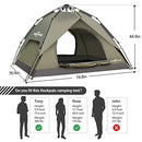 ROCKPALS POP UP TENT FAMILY CAMPING LIGHT WEIGHT PORTABLE AUTOMATIC - GREEN - Like New