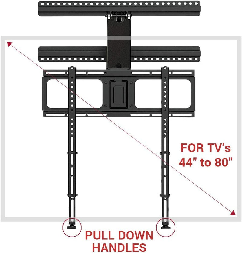 MANTELMOUNT MM340 ABOVE FIREPLACE PULL DOWN TV MOUNT- 44" TO 80", Up to 90 lbs - Like New