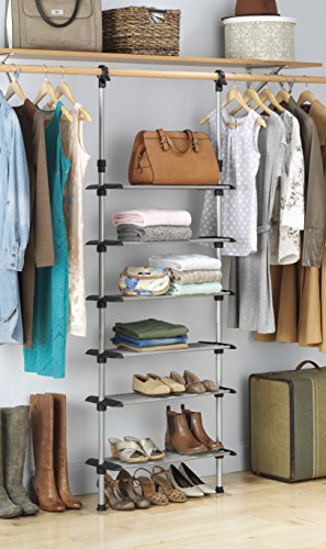 WHITMOR 6 SHELF CLOSET SYSTEM ADJUSTABLE CLOSET MAXIMIZER SILVER - Like New