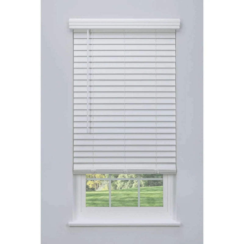 LINEN AVENUE CORDLESS 2" FAUX WOOD BLINDS 46 1/2 W X 48 H FMBY-014-WHT - WHITE - Like New