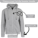 BLUE ICE MEN’S FLEECE-LINED FULL-ZIP HOODIE - SIZE: MEN M - HEATHER GRAY - Brand New