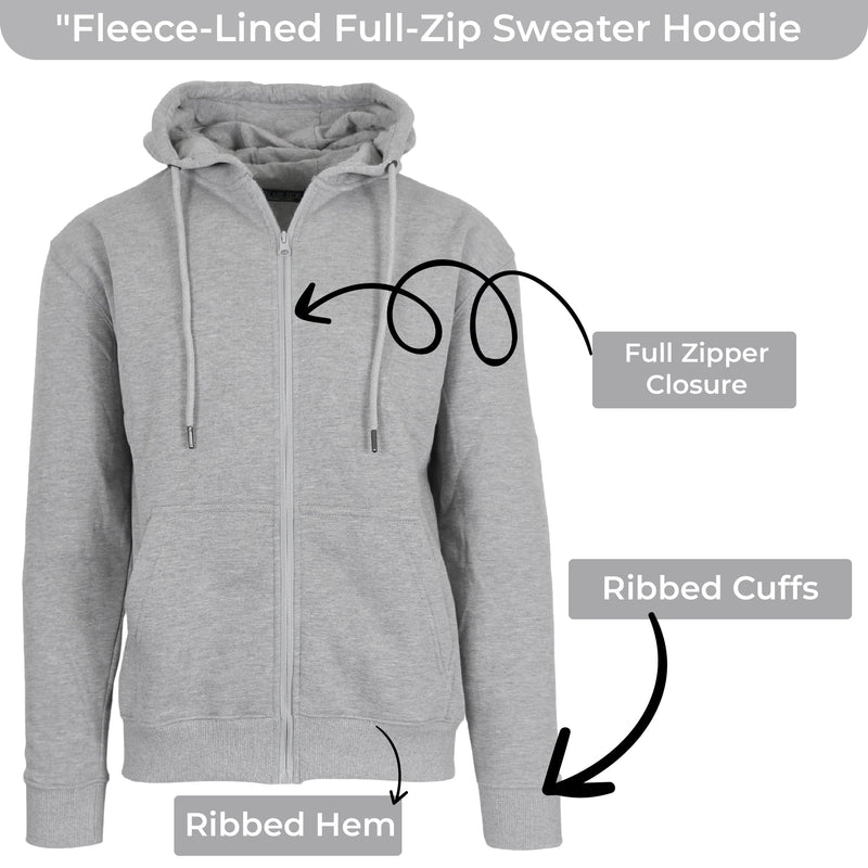 BLUE ICE MEN’S FLEECE-LINED FULL-ZIP HOODIE - SIZE: MEN M - HEATHER GRAY - Brand New
