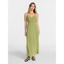 NO BOUNDARIES WOMEN'S MIX MEDIA MAXI DRESS - SIZE: WOMEN L - IGUANA - Brand New