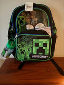 MINECRAFT 15.5L BACKPACK 5 PIECE SET WITH HEADPHONES - BLACK - Brand New