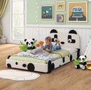 COSTWAY TWIN SIZE KIDS BED TODDLER UPHOLSTERED PANDA HEADBOARD - WHITE - Like New