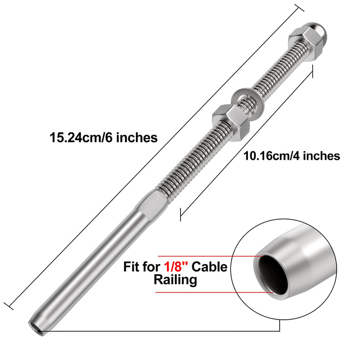 BLIKA 6" Swage Threaded Stud for 1/8" cable railing - Scratch & Dent