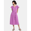 TIME AND TRU WOMEN'S DOUBLE CLOTH COTTON MIDI DRESS - SIZE: L - VIOLET SURPRISE - Brand New