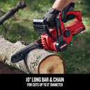 CRAFTSMAN 10" Mini Chainsaw, 20V Battery & Charger (CMCCS610D1 - RED/BLACK) - Like New