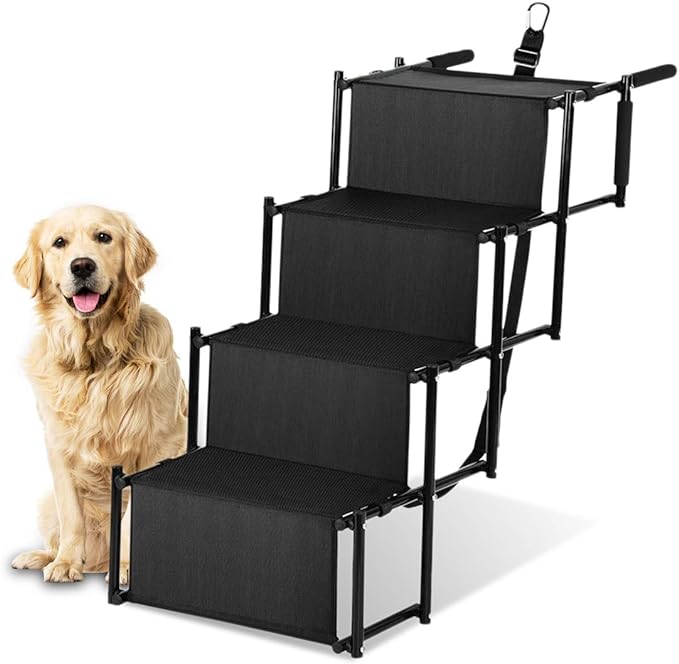 Zone Tech Car Pet Foldable Step Stairs Lightweight Any Size Pets PE0012 - BLACK - Like New