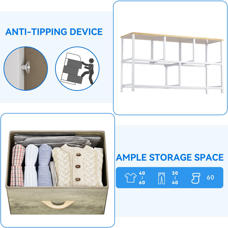 DEXTRUS 5-DRAWER FABRIC STORAGE TOWER - OAK WOOD GRAIN - Like New