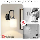 ODNORA WIRELESS RECHARGEABLE WALL SCONCE SET OF TWO 15 COLORS - BLACK/WHITE - Like New