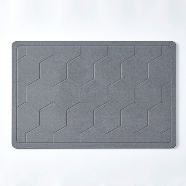 BIBB HOME DIATOMACEOUS EARTH STONE QUICK DRYING BATH MAT 15 X 23 PVC - GRAY - Like New