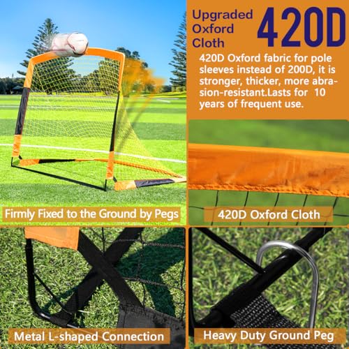 Dimples Excel Soccer Goals Kids Net for Backyard 7x5, 5x3.6, 4x3, 3x2.2 FT - Like New