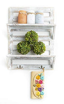 Entry Way White Wash Shelf with Key Holders, Kitchen Shelf - 2 Tier - Brand New