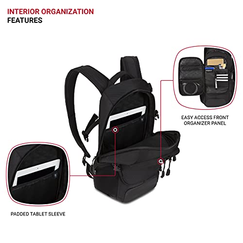SWISSGEAR BACKPACK NARROW DAYPACK, 18-INCH - BLACK BALLISTIC - Like New