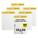 POST-IT SUPER STICKY 25" X 30", 30 SHEETS, 6 PADS, FLIP CHART PAPER (559VAD6PK) - Like New