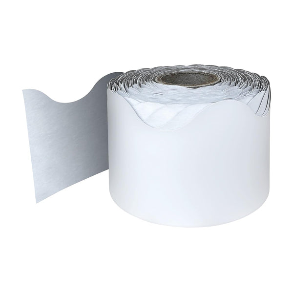 Carson Dellosa 65Ft of Scalloped Trim, Bulletin Board Borders, CD-108473 - White - Brand New