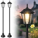 EYROSA 66" METAL SOLAR LAMP POST LIGHT 50 LUMENS 2 PACK SOLAR A03W - BLACK - Like New