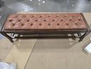 LYDIA 58" STORAGE BENCHES PU LEATHER UPHOLSTERED BED BENCH SOLID - CARAMEL BROWN - Like New