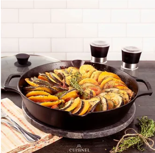CUISINEL Pre-Seasoned Cast Iron Dual Handle Skillet Lid 12" CBR-12-G - Black - Like New