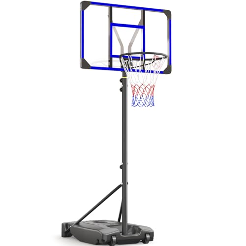YOHOOD KIDS BASKETBALL HOOP OUTDOOR 4.82-8.53FT ADJUSTABLE, LX-908-BLUE - Like New