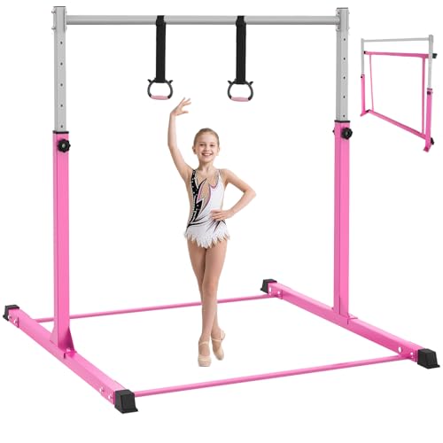 SAFLY FUN GYMNASTICS BAR FOR KIDS AGES 3-15 FOR HOME WY-01 - STEADY STEEL ‎PINK - Like New