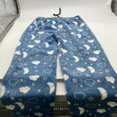 FASHION EXTRA SOFT FLEECE PAJAMAS PANTS - SIZE: WOMEN L/XL - BLUE CLOUDS/STARS - Brand New