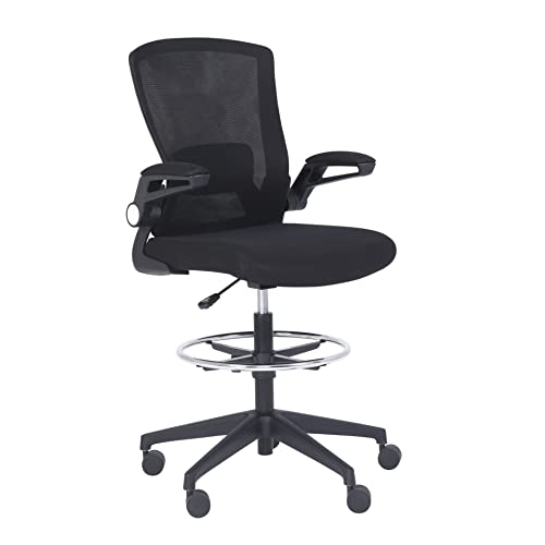 AMAZON BASICS MID-BACK MESH OFFICE CHAIR STOOL ADJUSTABLE FOOTREST FLIP-UP ARMS - Like New