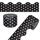 CARSON DELLOSA 65' BLACK WITH WHITE POLKA DOTS ROLLED SCALLOPED BULLETIN BOARD - Brand New