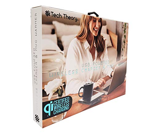 ADURO TECH THEORY 2 IN 1 BLACK MUG WARMER & WIRELESS PHONE CHARGER - BLACK - Like New