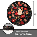 ROTTOGOON ROUND RUG 4FT WASHABLE CIRCLE SOFT FLORAL RUG RUBBER BACKING - BLACK - Like New