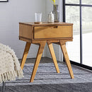 Walker Edison Rory Mid Century 1 Drawer Side Table, 1 Pack, Caramel - Brand New
