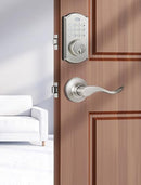 ELAMOR M19 KEYLESS ENTRY DOOR LOCK WITH 2 LEVER HANDLES KEYHOLE - SAND NICKEL - Like New