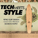 MAGNETO 44IN KICKTAIL CRUISER LONGBOARD SKATEBOARD BAMBOO MAPLE (BLACK) - Like New