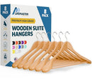 LIFEMASTER SOLID WOODEN HANGER SET 8 PIECES NON-SLIP VERSATILE CLOSET SPACE-TAN - Like New