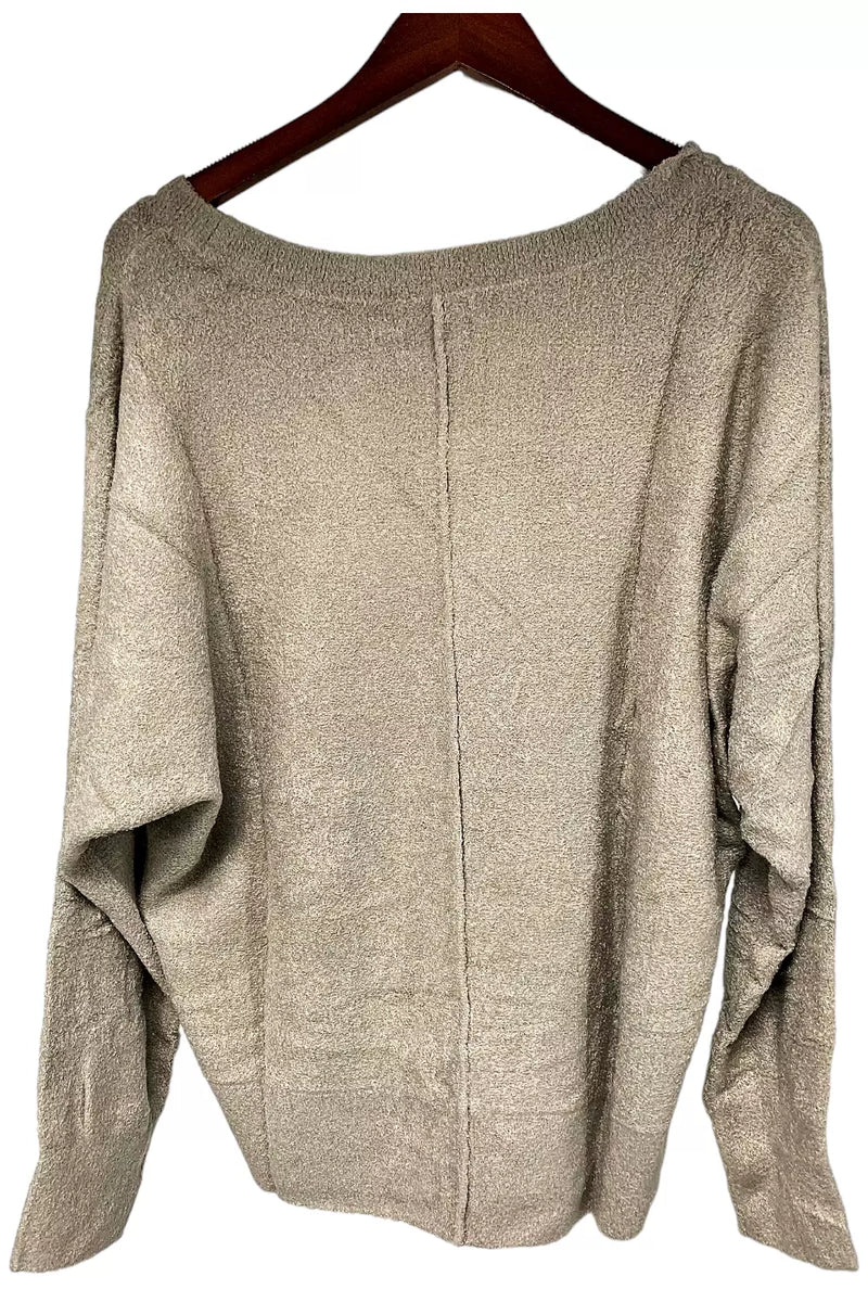 BAREFOOT DREAMS COZYCHIC LITE SEAMED DOLMAN PULLOVER SIZE: WOMEN M - DESERT ASH - Brand New
