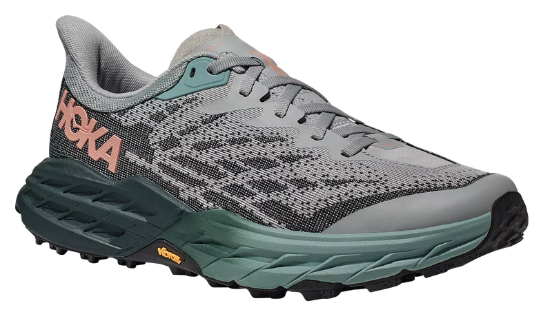 HOKA WOMEN'S SPEEDGOAT 5 TRAIL RUNNING SHOES US 6.5/ UK 5/ JP 23.5 - GRAY/BLACK - Like New