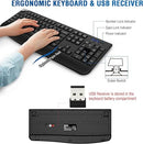EDJO Wireless Keyboard Mouse Combo 2.4G Full-Sized Ergonomic TM176G-C203 - Black - Like New