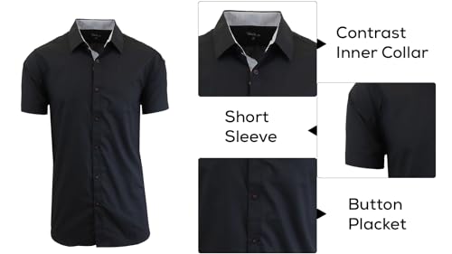 GALAXY BY HARVIC MEN'S SHORT SLEEVE DRESS SHIRT - BLACK - SIZE M - Brand New