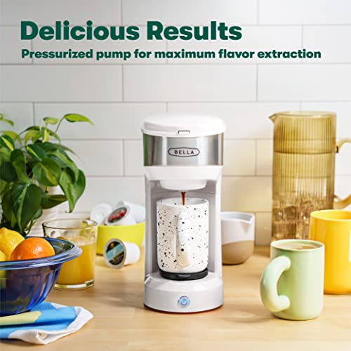 BELLA DUAL BREW SINGLE SERVE COFFEE MAKER K-CUP COMPATIBLE 17647 14oz - WHITE - Like New