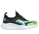 402164L Sketchers Boys Ultra Flex 3.0-4K Pointz, Lime/Blue, Size 4 - Like New