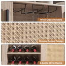 ALAXGUMROL COFFEE BAR CABINET RATTAN BUFFET SIDEBOARD STORAGE D02001N - OAK - Like New
